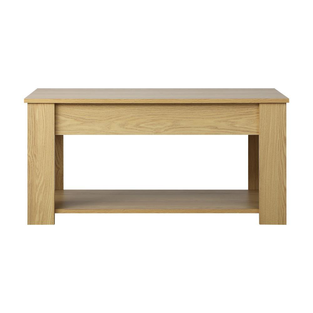 Coffee Table with Lift Up Top Storage Space Wooden Beige