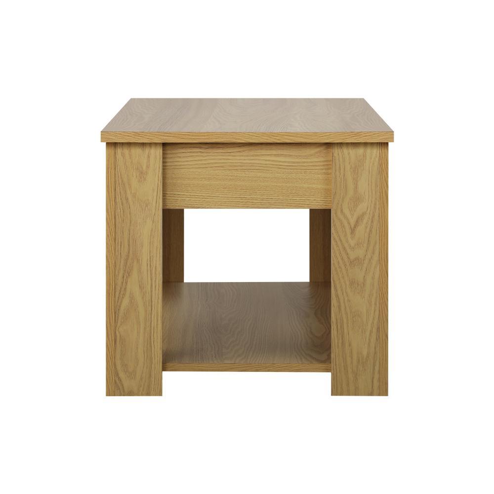 Coffee Table with Lift Up Top Storage Space Wooden Beige