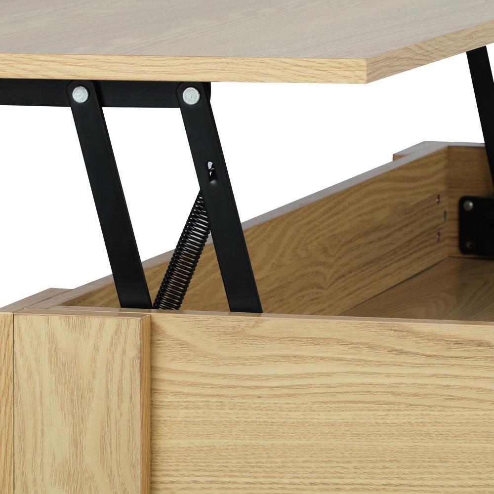 Coffee Table with Lift Up Top Storage Space Wooden Beige