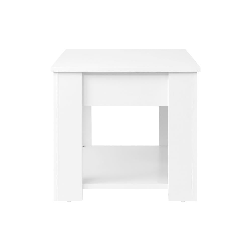 Coffee Table with Lift Up Top Storage Space Wooden White