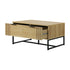 Coffee Table with Storage Drawers Wooden Natural