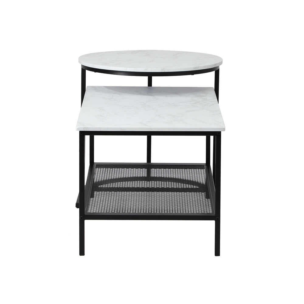 Nesting Coffee Table Set of 2 Detachable Faux Marble