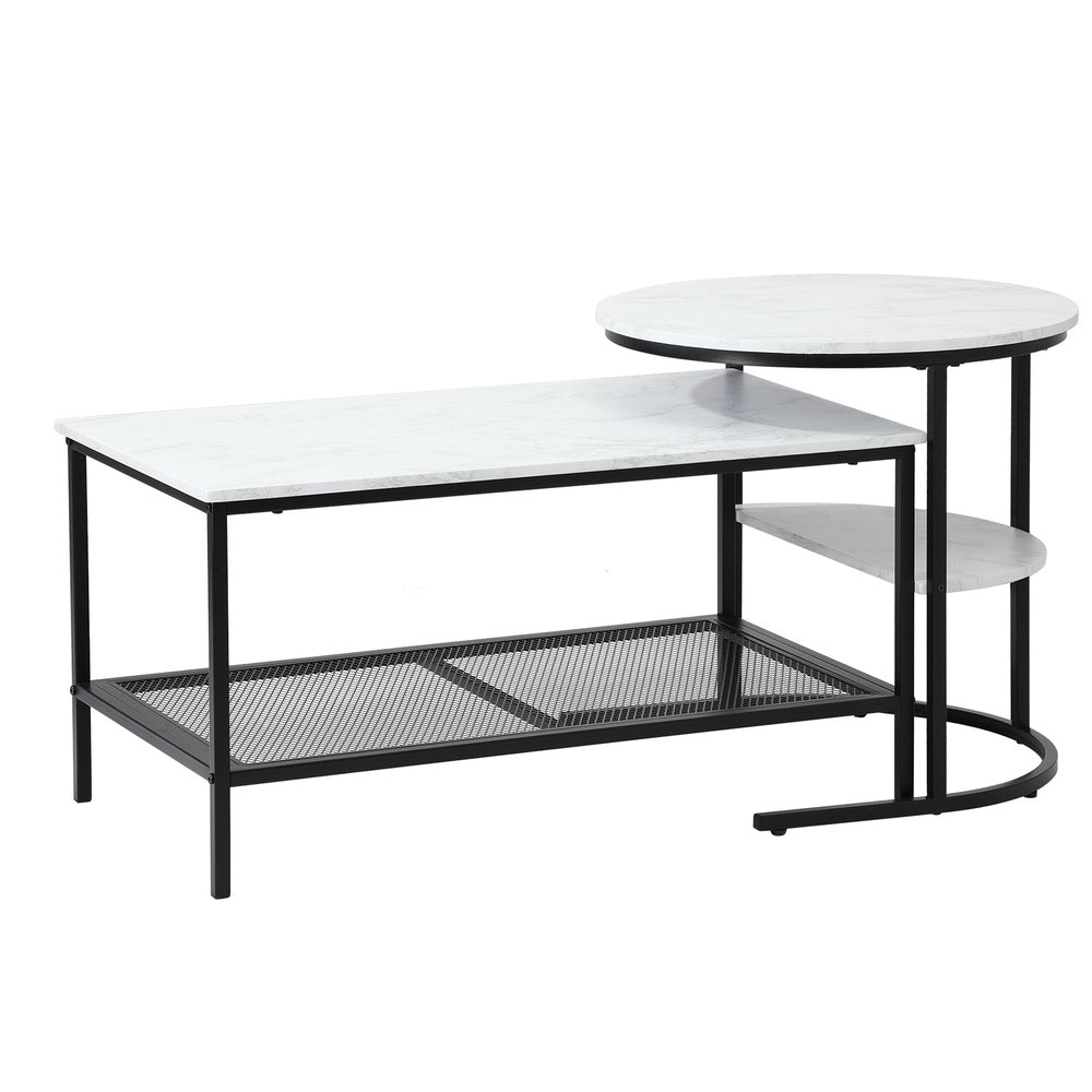 Nesting Coffee Table Set of 2 Detachable Faux Marble