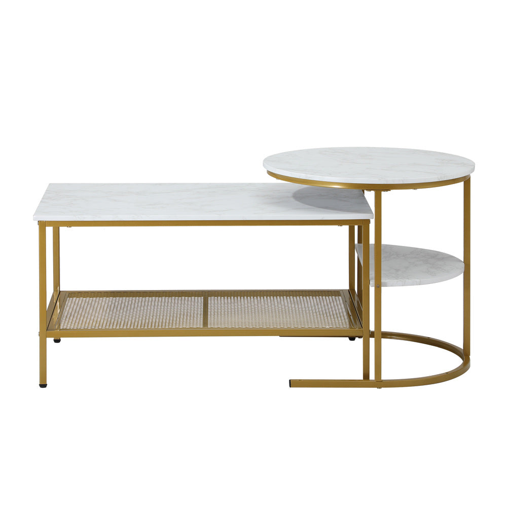 Nesting Coffee Table Set of 2 Detachable Faux Marble Top