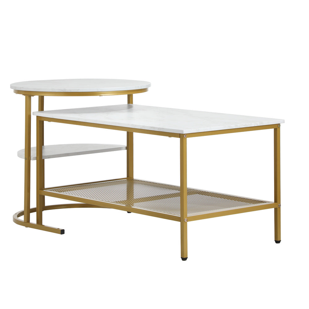 Nesting Coffee Table Set of 2 Detachable Faux Marble Top