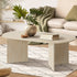 Coffee Table Sofa End Table Oval Side Cafe Desk Timber Beige