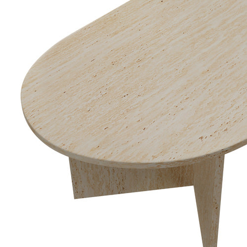 Coffee Table Sofa End Table Oval Side Cafe Desk Timber Beige