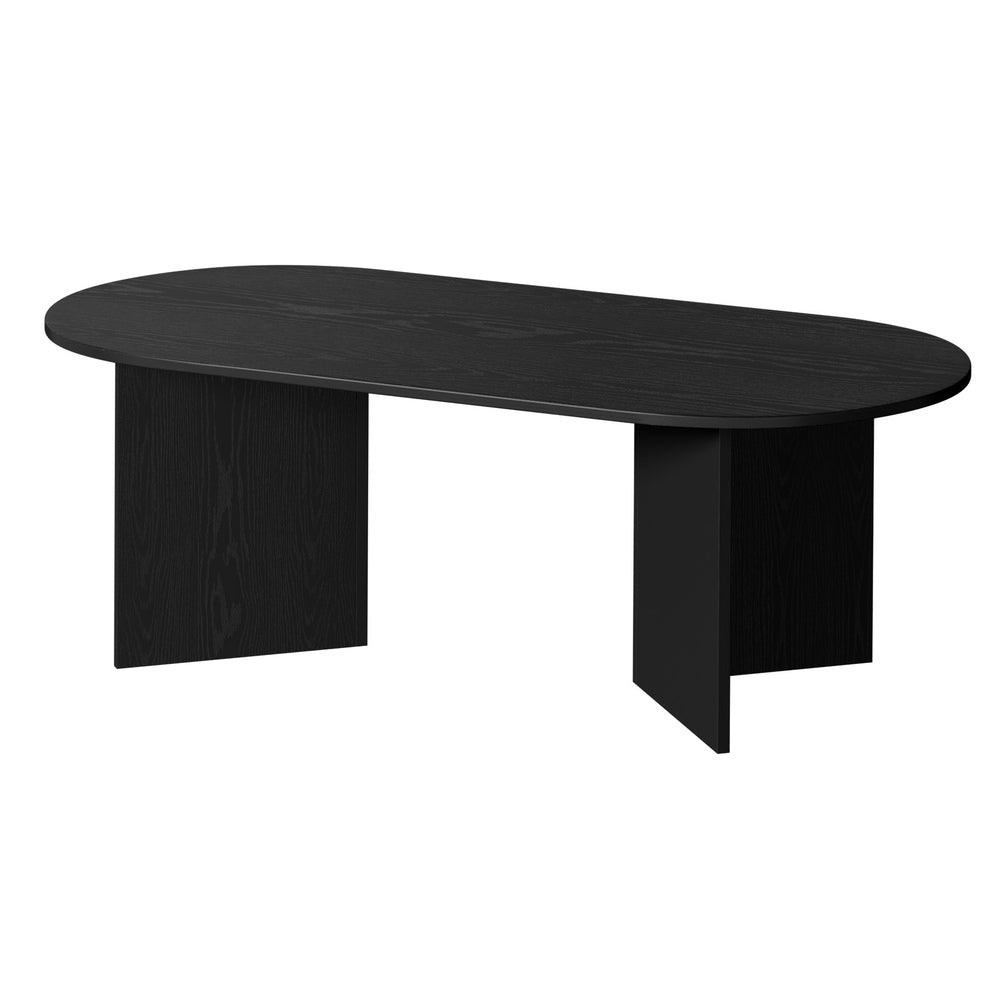 Coffee Table Sofa End Table Oval Side Cafe Desk Timber Black