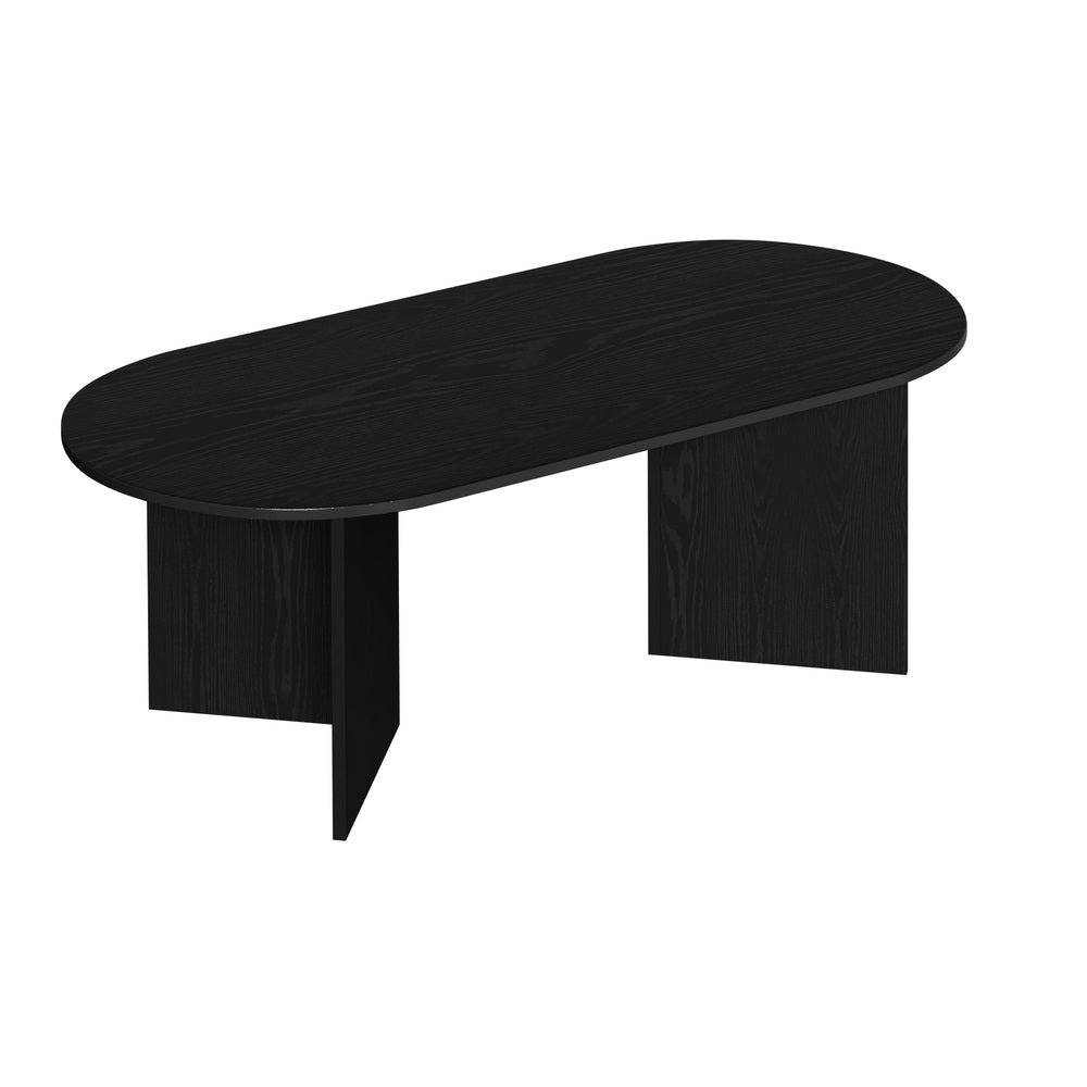 Coffee Table Sofa End Table Oval Side Cafe Desk Timber Black