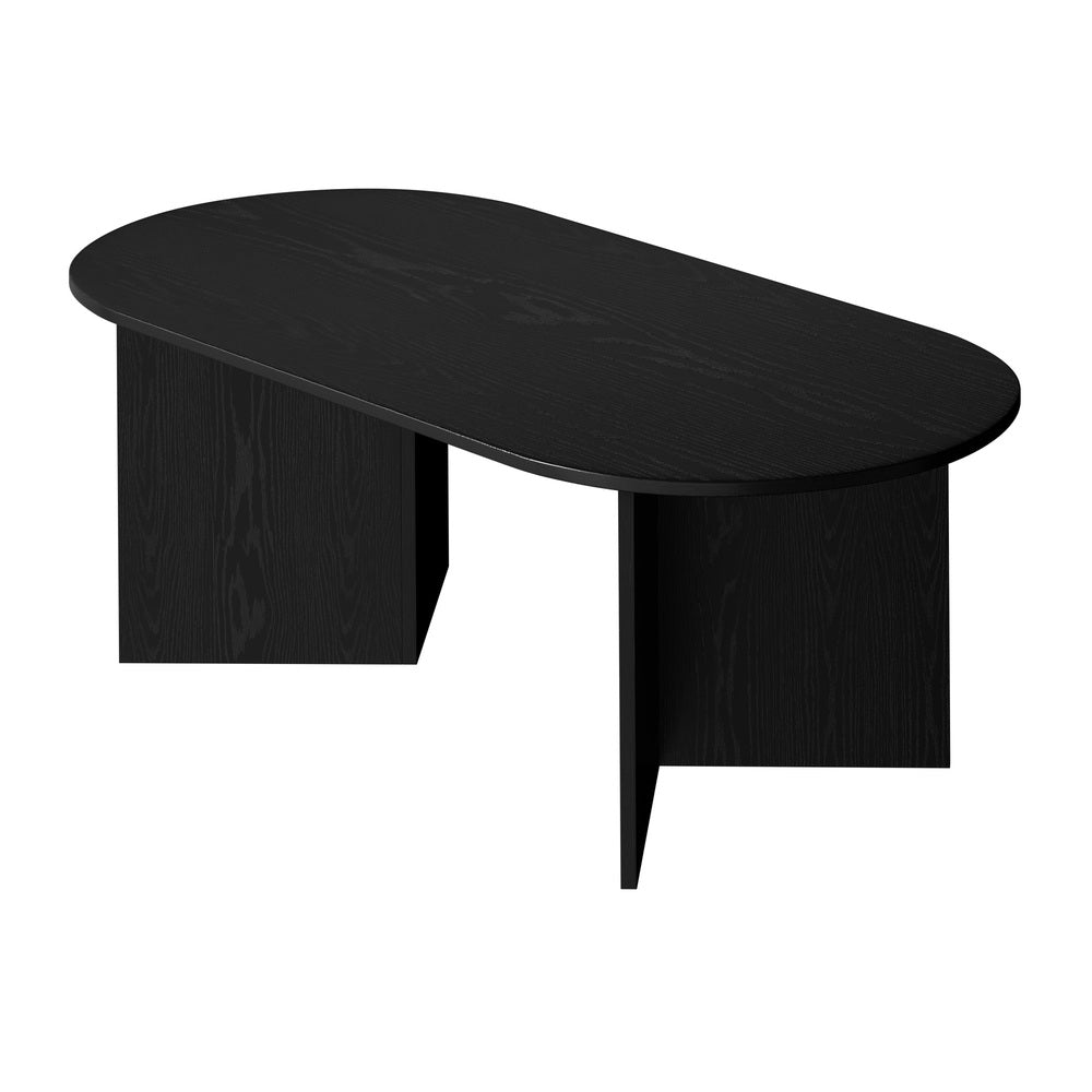 Coffee Table Sofa End Table Oval Side Cafe Desk Timber Black