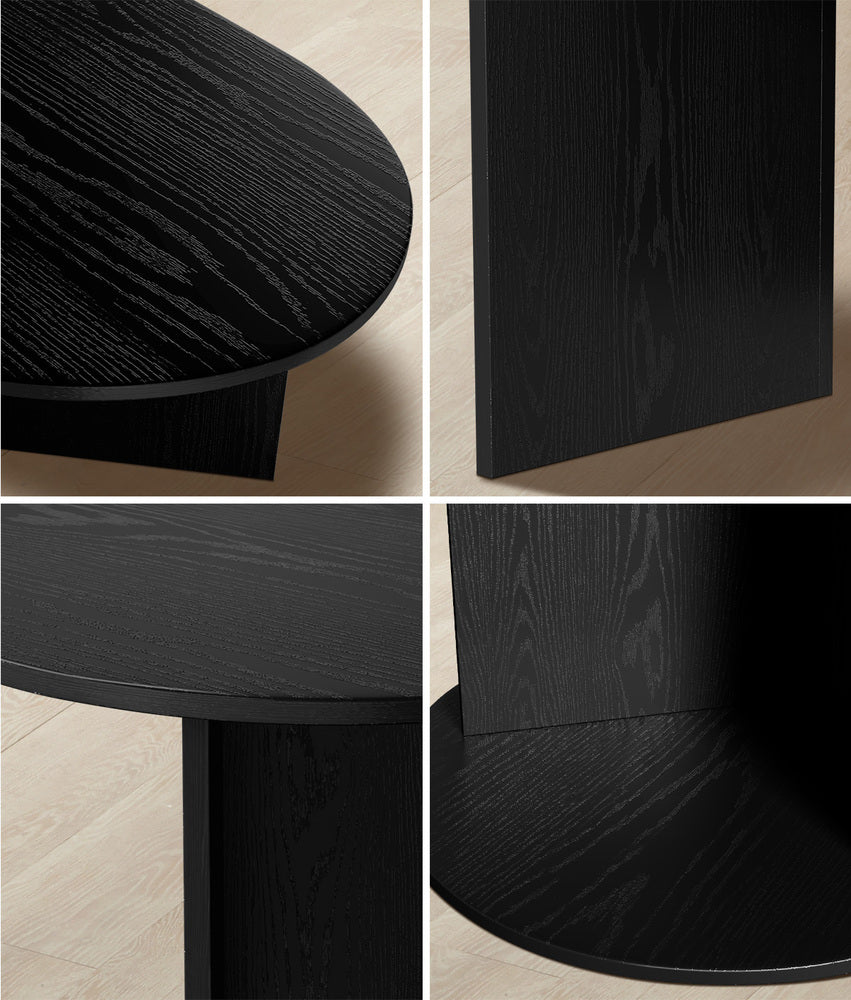 Coffee Table Sofa End Table Oval Side Cafe Desk Timber Black