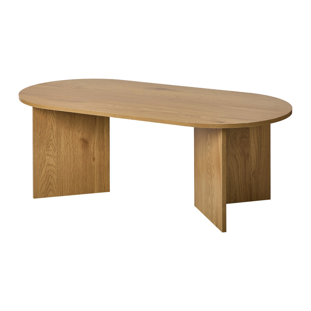 Coffee Table Sofa End Table Oval Side Cafe Desk Timber Walnut