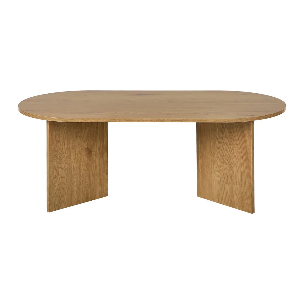 Coffee Table Sofa End Table Oval Side Cafe Desk Timber Walnut