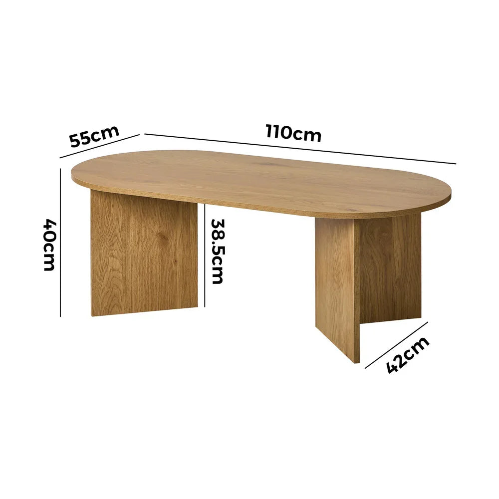 Coffee Table Sofa End Table Oval Side Cafe Desk Timber Walnut