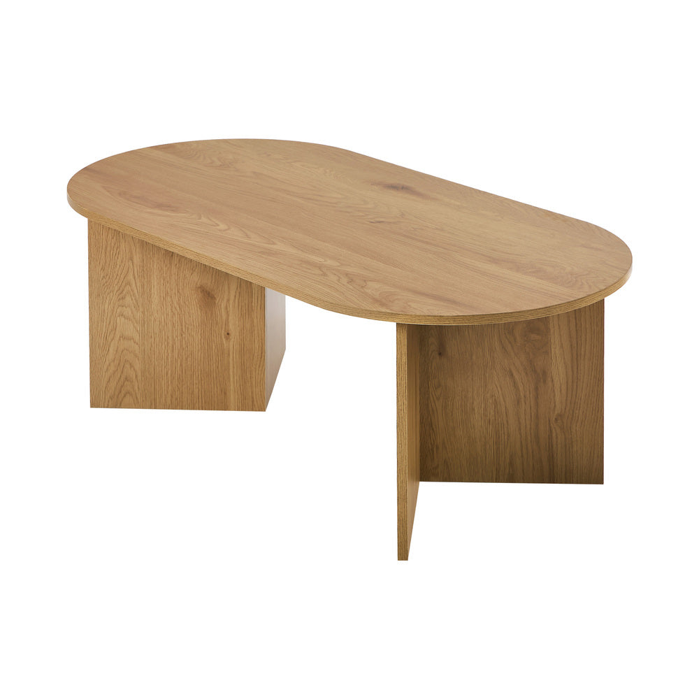 Coffee Table Sofa End Table Oval Side Cafe Desk Timber Walnut