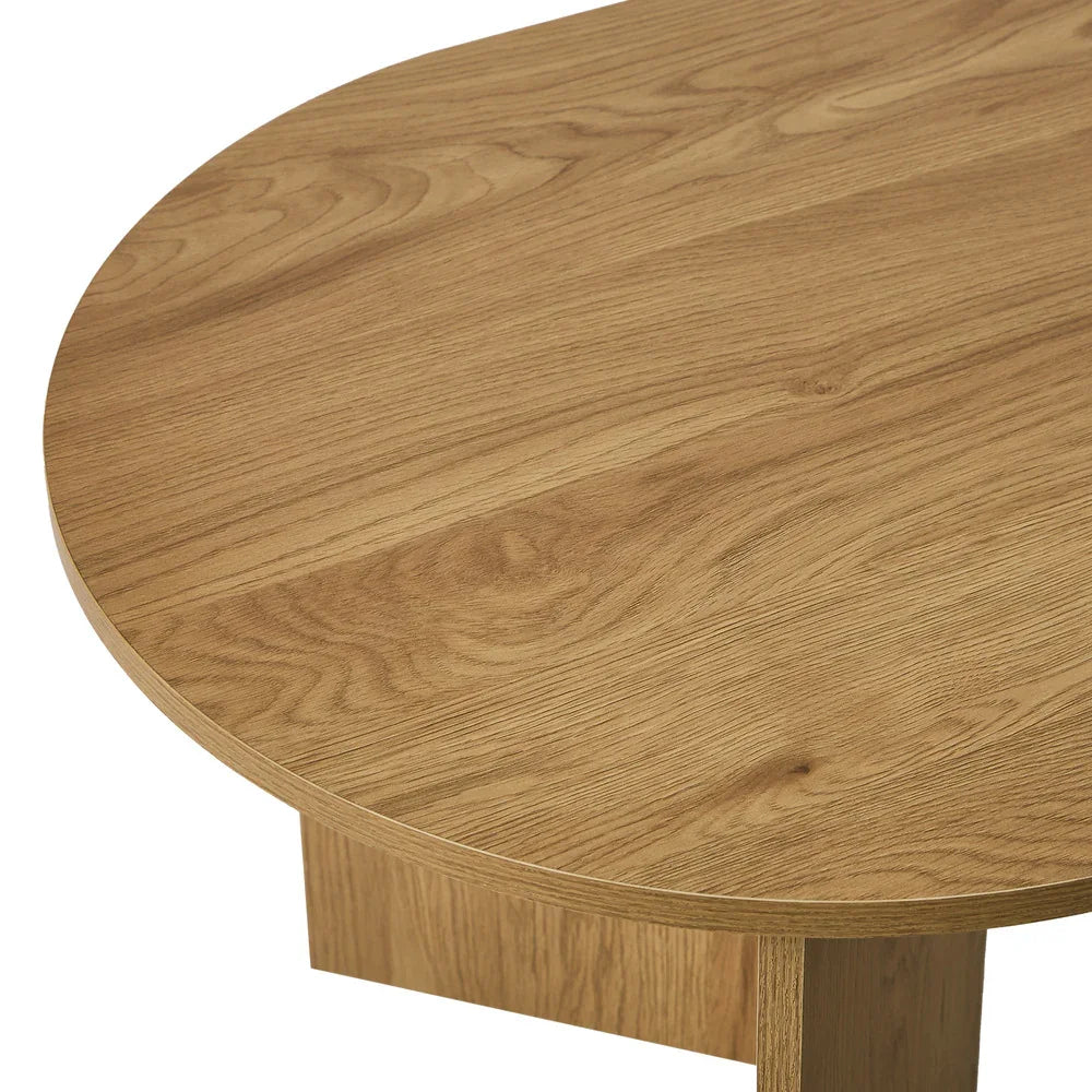 Coffee Table Sofa End Table Oval Side Cafe Desk Timber Walnut