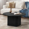 Oikiture Round Coffee Table Black Wooden Modern Living Room Furniture