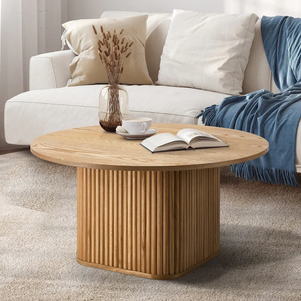 Coffee Table Side End Tables Round Wooden Furniture Natural