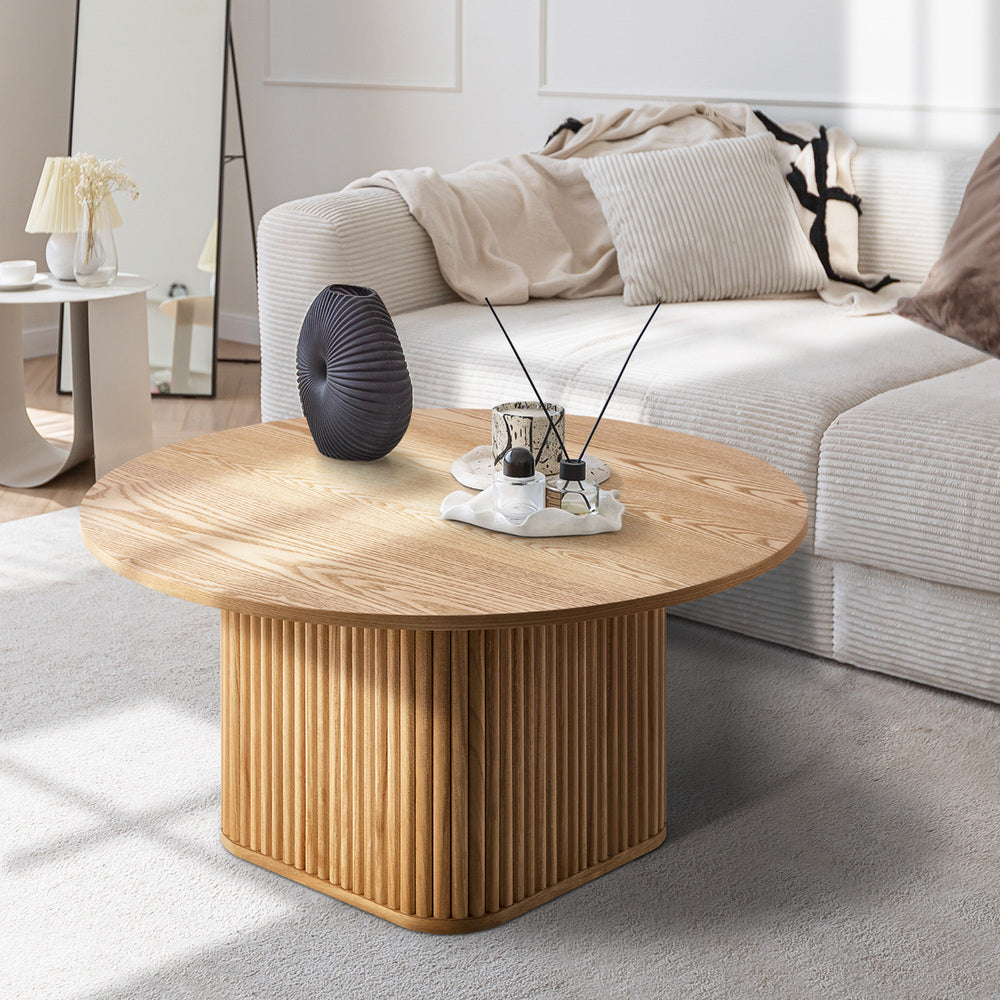 Coffee Table Side End Tables Round Wooden Furniture Natural