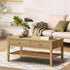 Oikiture Coffee Table with Storage Drawers Open Shelving Natural