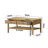 Oikiture Coffee Table with Storage Drawers Open Shelving Natural