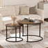 Oikiture Set of 2 Nesting Coffee Table Round Walnut and Black