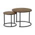 Oikiture Set of 2 Nesting Coffee Table Round Walnut and Black