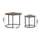 Oikiture Set of 2 Nesting Coffee Table Round Walnut and Black