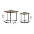 Oikiture Set of 2 Nesting Coffee Table Round Walnut and Black