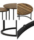 Oikiture Set of 2 Nesting Coffee Table Round Walnut and Black