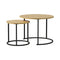 Oikiture Set of 2 Nesting Coffee Table Round Natural and Black