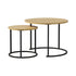 Oikiture Set of 2 Nesting Coffee Table Round Natural and Black