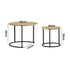 Oikiture Set of 2 Nesting Coffee Table Round Natural and Black