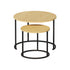 Oikiture Set of 2 Nesting Coffee Table Round Natural and Black