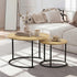 Oikiture Set of 2 Nesting Coffee Table Round Natural and Black