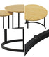 Oikiture Set of 2 Nesting Coffee Table Round Natural and Black