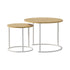 Oikiture Set of 2 Nesting Coffee Table Round Natural and White