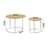 Oikiture Set of 2 Nesting Coffee Table Round Natural and White