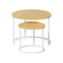 Oikiture Set of 2 Nesting Coffee Table Round Natural and White