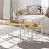 Oikiture Set of 2 Nesting Coffee Table Round Natural and White