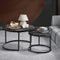 2 Piece Round Nesting Coffee Table Set Marble Effect Black