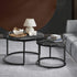 Set of 2 Nesting Coffee Table Round Marble Black