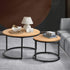 Set of 2 Nesting Coffee Table Round Marble Natural