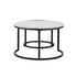 Set of 2 Coffee Table Round Nesting White & Black
