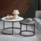 Oikiture Set of 2 Round Nesting Coffee Tables White Grey Marble Effect