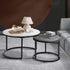 Set of 2 Coffee Table Round Nesting White & Grey