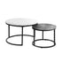 Set of 2 Coffee Table Round Nesting White & Grey