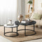 Oikiture 2 Piece Round Nesting Coffee Table Marble Black White Set