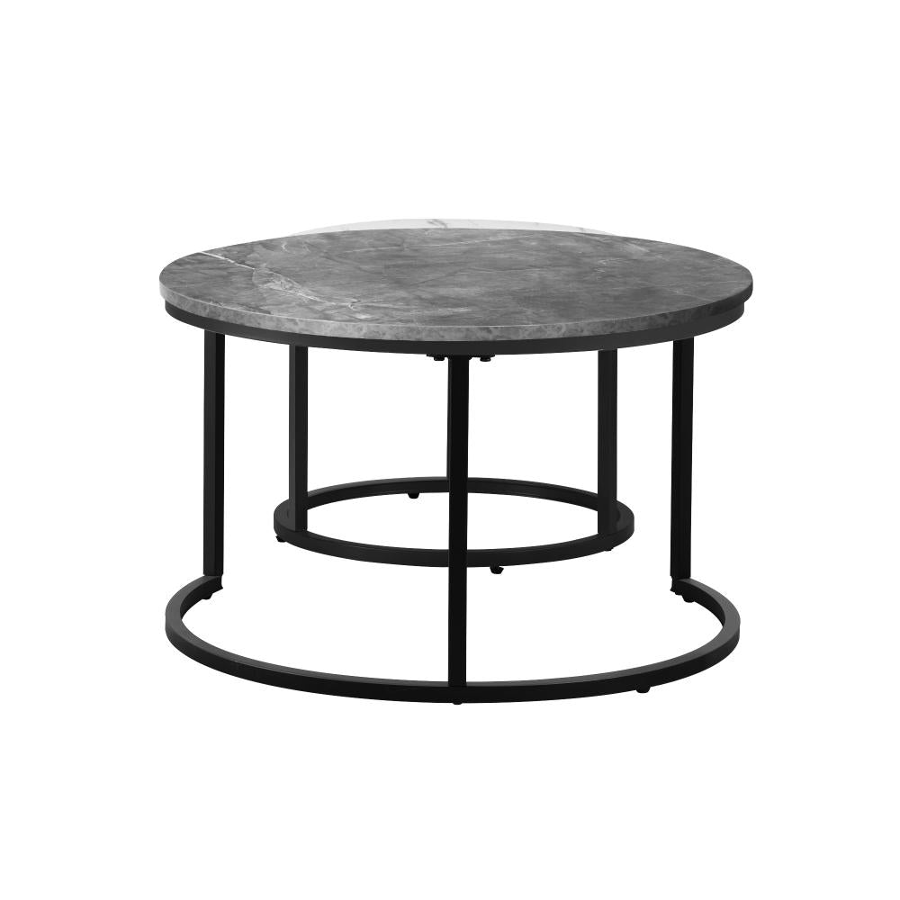 Nesting Coffee Table Round Marble Grey&White