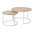 Oikiture Set of 2 Nesting Coffee Table Round Natural & White